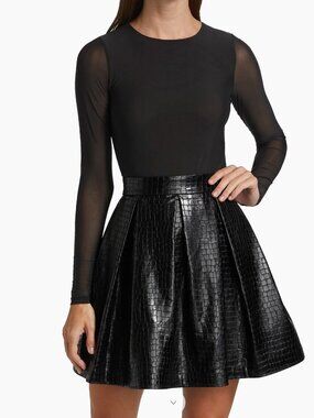 Alice + Olivia Chara Vegan Leather Party Dress